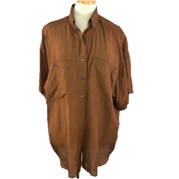Vtg M Compagnie Internationale Express Pure Silk Button Up Blouse Women Medium - Picture 1 of 7